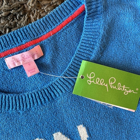 NWT Lilly Pulitzer Blue "On Vaca" Sweater Size Small - Picture 3 of 10